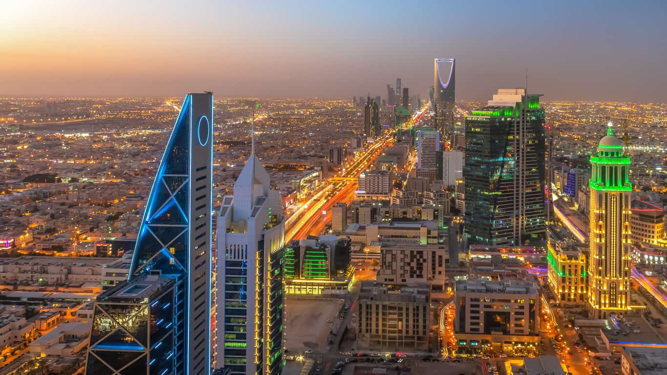Kingdom Of Saudi Arabia Landscape At Night Riyadh Tower Kingdom 